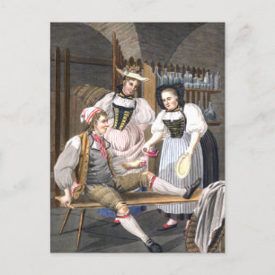 Funny  Wine Cellar Swiss Drink Scene Briefkaart