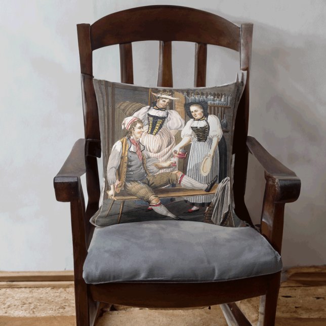 Funny  Wine Cellar Swiss Drink Scene Kussen (Creator heeft geüpload)