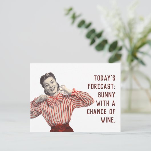 Funny Wine Forecast Vrouw Briefkaart (Staand voorkant)