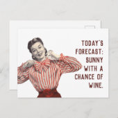Funny Wine Forecast Vrouw Briefkaart (Voorkant / Achterkant)