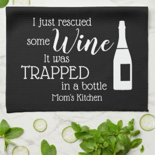 Funny Wine Gezegde Quote uit fles Theedoek