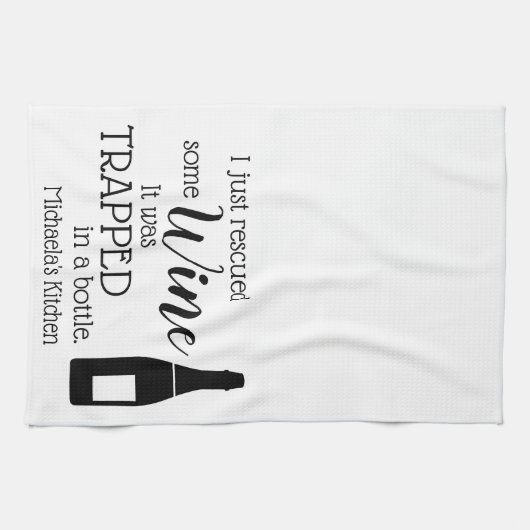 Funny Wine Gezegde Quote uit fles Theedoek (Horizontaal)