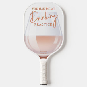 Funny Wine Glass "Drink Praktijk" Boho Colors Pickleball Paddle