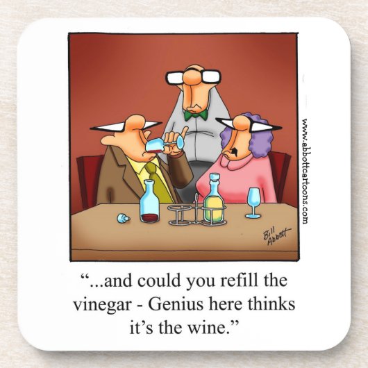 Funny Wine Humor Onderzetter Set (Voorkant)