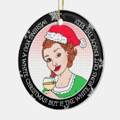Funny Wine Humor Retro Lady Kerstmis Keramisch Ornament (Links)