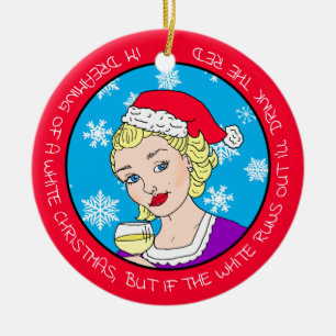 Funny Wine Humor Retro Lady Kerstmis Keramisch Ornament