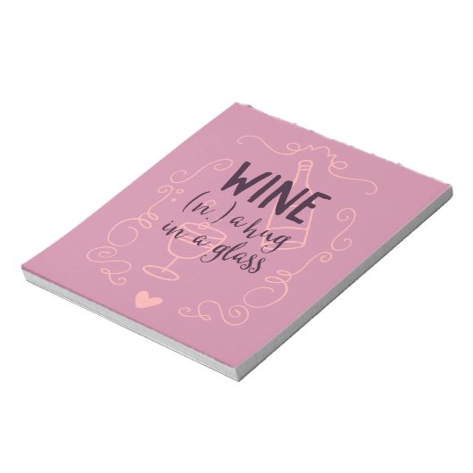 Funny Wine is een Hug in een glas Notitieblok (Gedraaid)