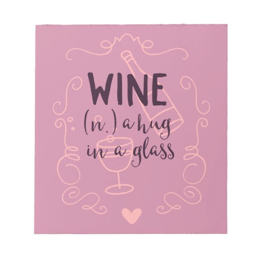 Funny Wine is een Hug in een glas Notitieblok (Voorkant)