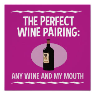 Funny Wine Pairing: Elke wijn en mijn mond Perfect Poster