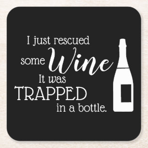 Funny Wine Quote Humor Schattige Vierkante Kartonnen Onderzetter