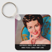 Funny Wine Quote Retro Homemaker Sleutelhanger (Voorkant)