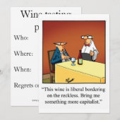 Funny Wine Tasting Party Uitnodiging "Spectickles" (Voorkant / Achterkant)