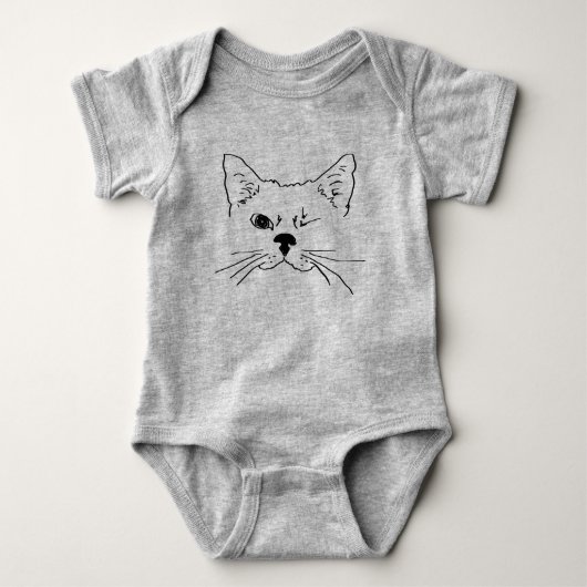 Funny Winking cat of kitten wining Hand getekend Romper (Voorkant)