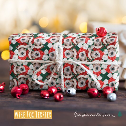 Funny Wire Fox Terrier-kerstpatroon Cadeaupapier