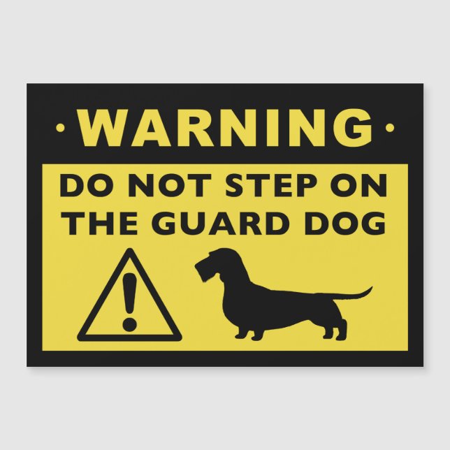 Funny Wire Haire Dachshund Guard Dog Warning (Voorkant)
