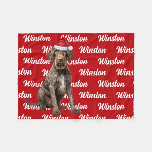 Funny Wirehair Pointer Dog Name Pattern Christmas Fleece Deken (Voorkant (Horizontaal))