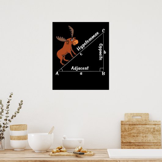 Funny Wiskunde Hypotemoose Geometry Moose Joke Pun Poster (Keuken)