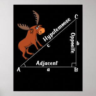 Funny Wiskunde Hypotemoose Geometry Moose Joke Pun Poster