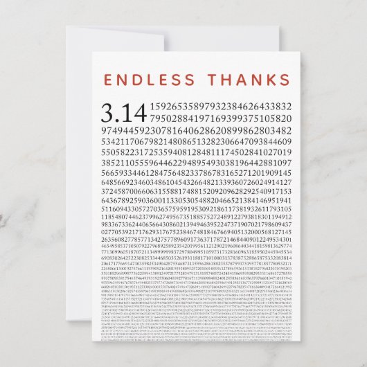 Funny Wiskunde Nerd Hartelijk dank, Nummer Pi Bedankkaart (Voorkant)