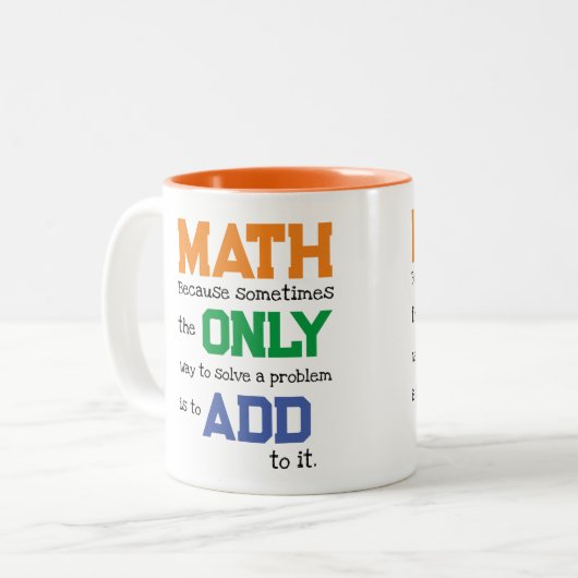 Funny Wiskunde Probleem Addition Pun Tweekleurige Koffiemok (Voorkant links)