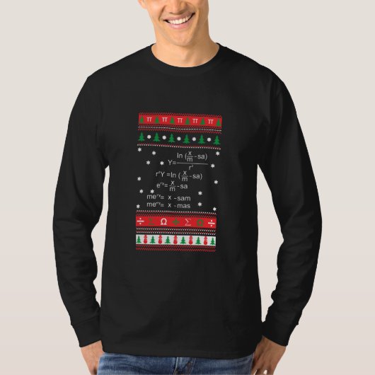 Funny Wiskunde vergelijking Ugly KerstSweater Merr T-shirt (Voorkant)