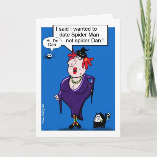 Funny Witch cartoon Halloween gepersonaliseerd Kaart (Voorkant)