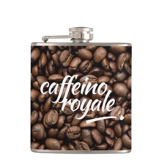 Funny Witty Pun Caffeino Royale Heupfles (Voorkant)