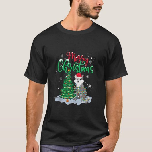 Funny Wolf Dierenvriend Xmas Lighting Wolf Christm T-shirt (Voorkant)