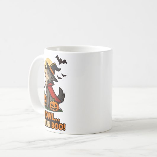 Funny Wolf Halloween Costume – Howl I Mean Boo Quo Koffiemok (Voorkant links)