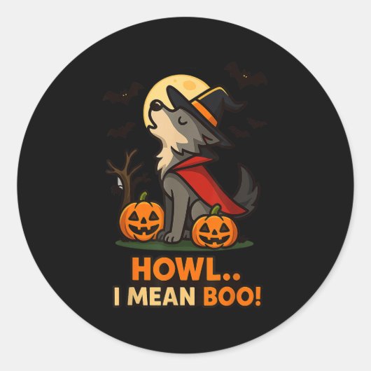 Funny Wolf Halloween Costume – Howl I Mean Boo Quo Ronde Sticker (Voorkant)