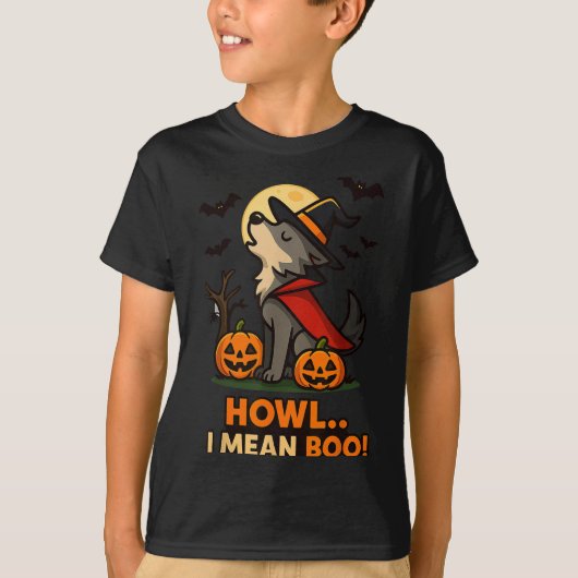 Funny Wolf Halloween Costume – Howl I Mean Boo Quo T-shirt (Voorkant)