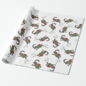 Funny Wolf Happy Howlidays Holiday Cadeaupapier (Uitgerold)
