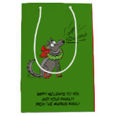 Funny Wolf Happy Howlidays Holiday Medium Cadeauzakje (Voorkant)