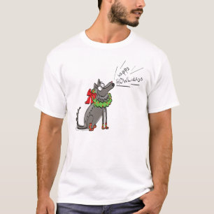 Funny Wolf Happy Howlidays Holiday T-shirt