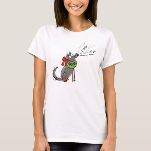 Funny Wolf Happy Howlidays Holiday T-shirt