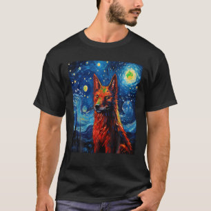 Funny Wolf kunst schilderij hondenliefhebber Sterr T-shirt
