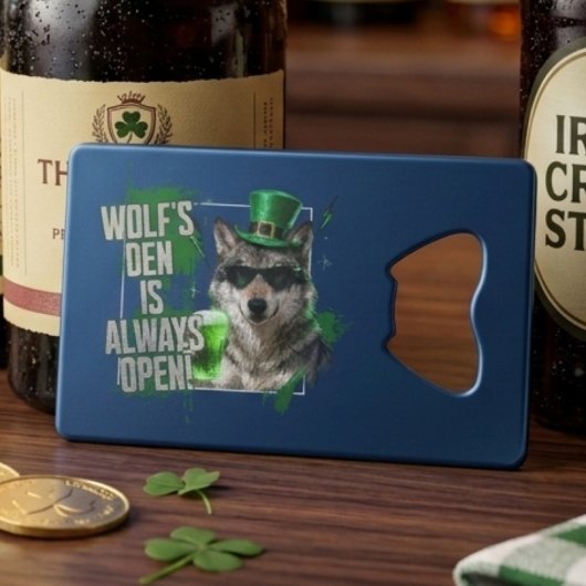 Funny Wolfs Den Wallet Bottle Opener St Paddy