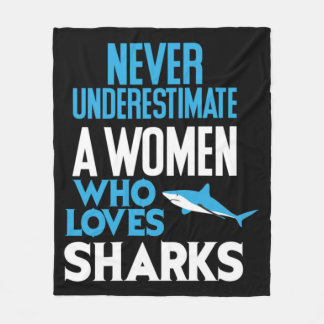 Funny Woman Who Loves Sharks Fleece Deken