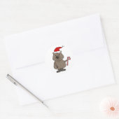Funny Wombat in Santa Hat Kerstmis Ronde Sticker (Envelop)