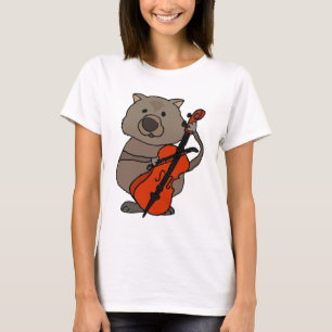 Funny Wombat Plays Cello Cartoon T-shirt