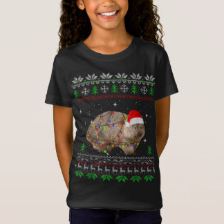 Funny Wombat Santa kerstlampjes Pajama Gift Xm T-shirt