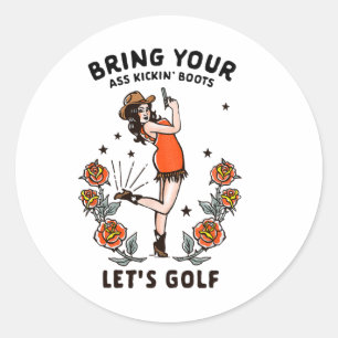 Funny Women's Golf T-shirt Cowgirl Woman Golfer T Ronde Sticker