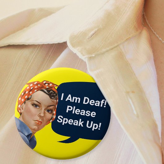 Funny Womens  Rosie de Riveter Doofheid Ronde Button 5,7 Cm