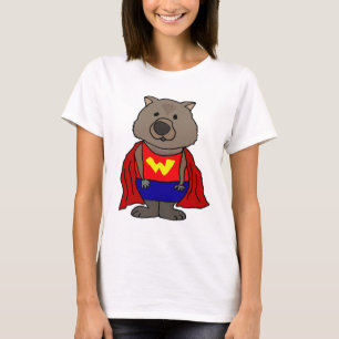 Funny Wonder Wombat Superheld Cartoon Art T-shirt
