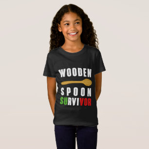 Funny wooden lepel overlevende italiaanse ervaring t-shirt