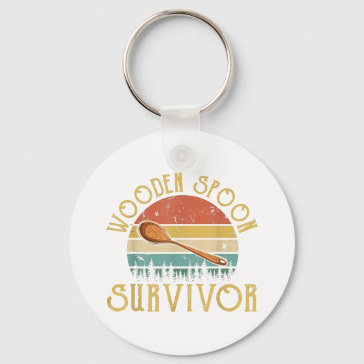 Funny Wooden Spoon Survivor  Retro Humor Sleutelhanger (Voorkant)