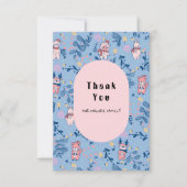 Funny Woodland Friends Blue Winter Forest Pattern Bedankkaart (Voorkant)
