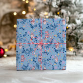 Funny Woodland Friends Blue Winter Forest Pattern Cadeaupapier