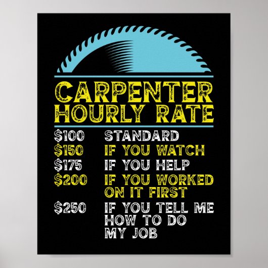 Funny Woodworking Dad Carpenter Carpenter Hourly Poster (Voorkant)
