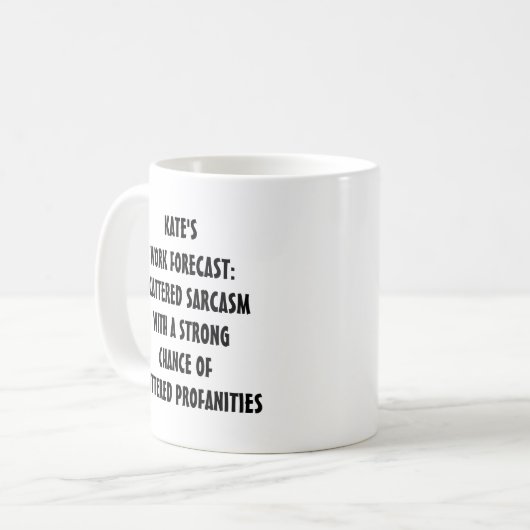 Funny Work Forecast Mug | Editable Text (Devant gauche)